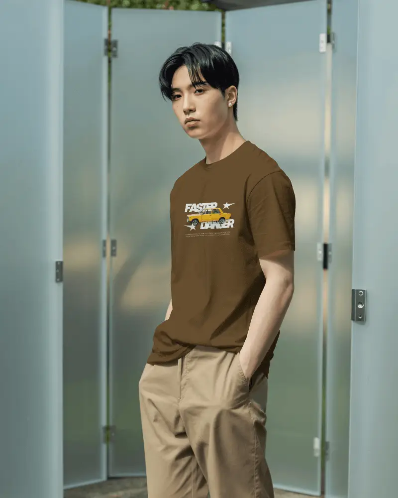 Casual Men Basic Short Sleeve Tshirt Mockup Comfortable Fit Everyday Wear Style