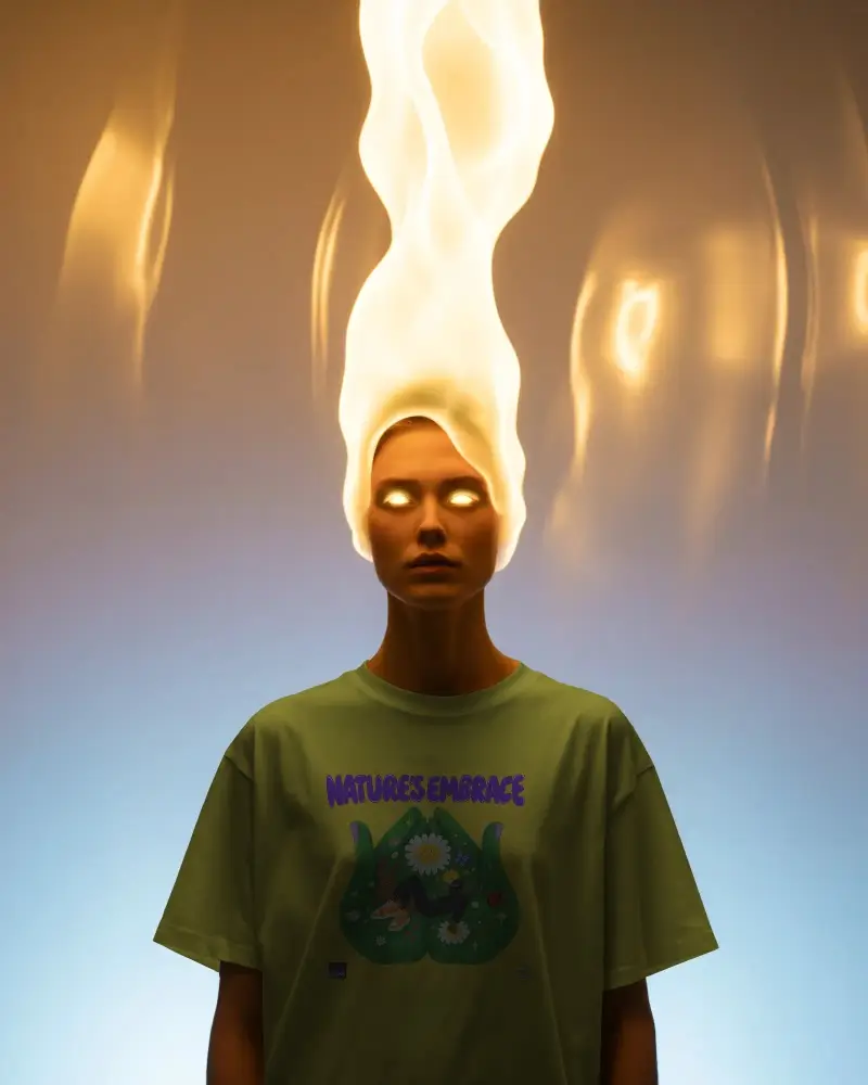 Minimalistic Casual Tshirt Mockup On Abstract Background With Unique Lighting Effects