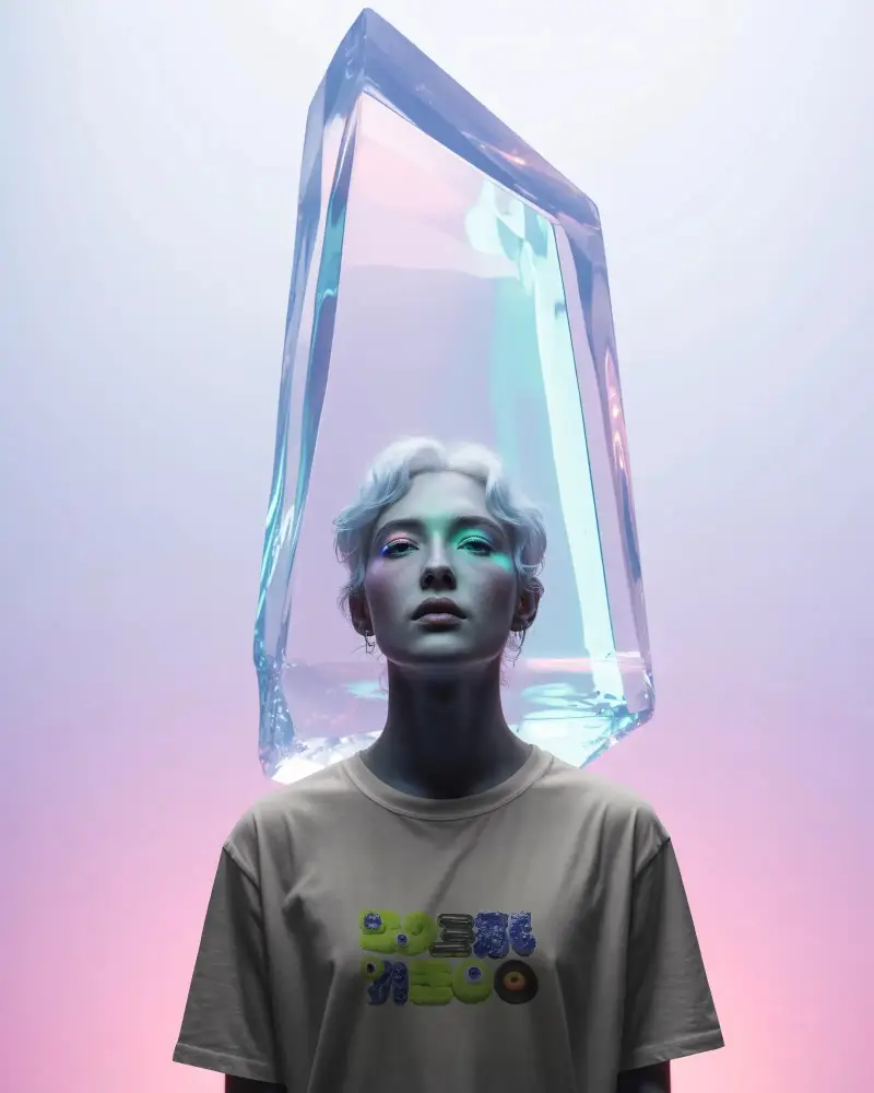 Sleek Urban Style Tshirt Mockup Featured On Edgy Model With Abstract Background Design Template