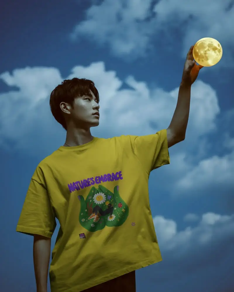 Comfortable Loose Fit Tshirt Mockup For Modern Casual Style Fashion Photography Portrait