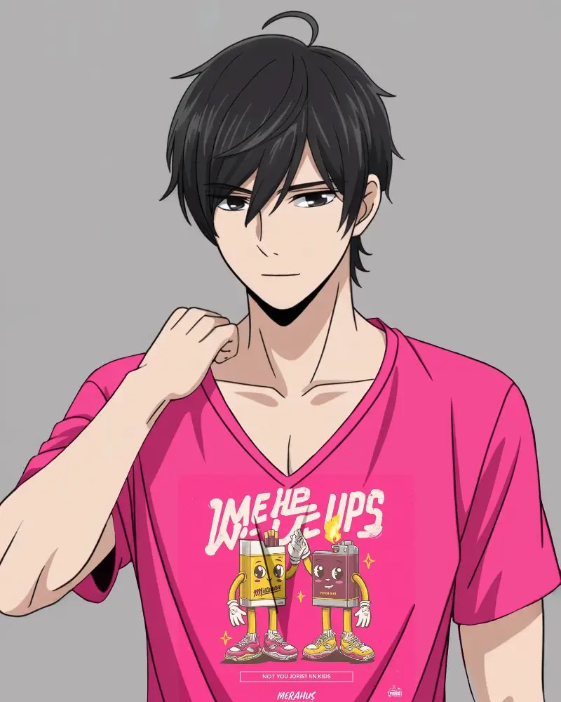 Stylish Mens Vneck Anime Tshirt Mockup Moderncasualwear Perfect For Branding And Fashion