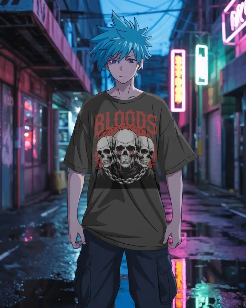 Cool Oversized Anime Tshirt Mockup Combo For Youth Streetstyle Casual Wear Urban Fashion Iconic