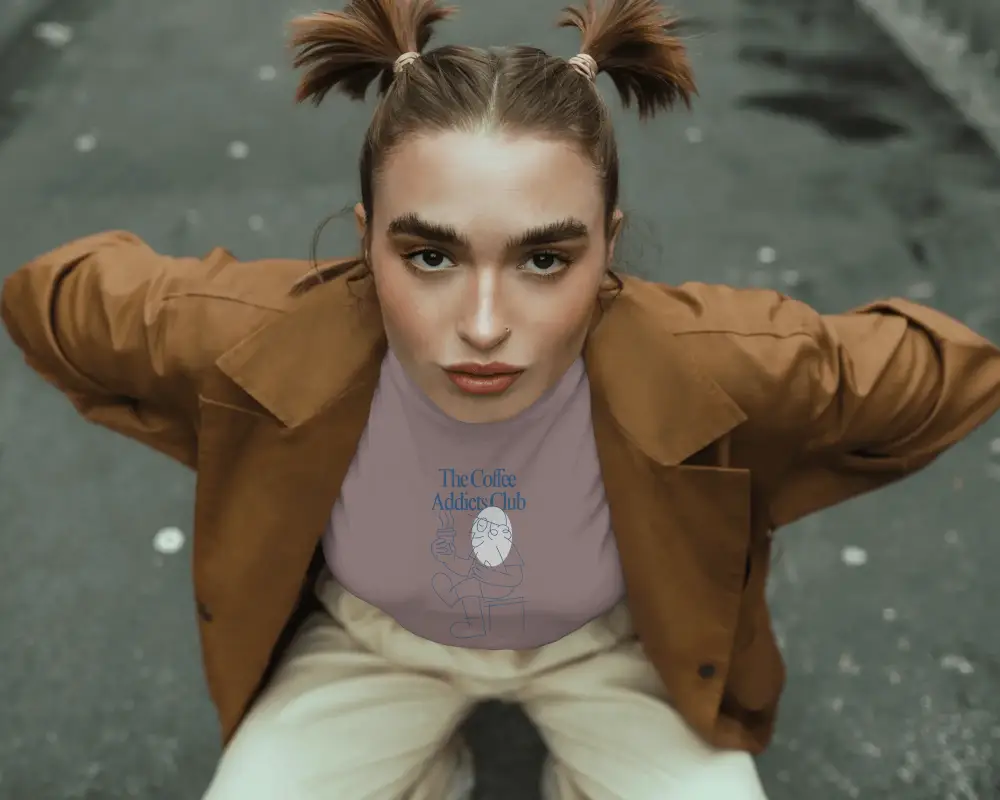 Urban Streetwear Fashion Model Wearing Casual T Shirt Mockup Outdoor Stylish Look