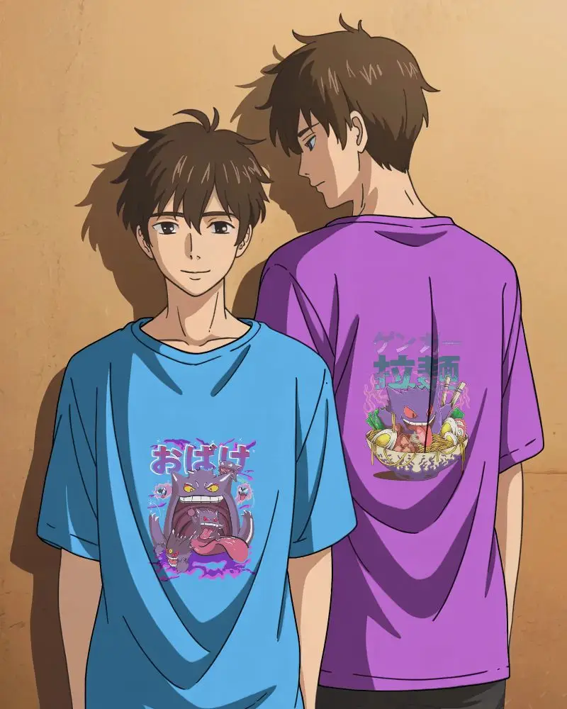 Anime Boy Tshirt Mockup Front And Back View For Fashion Design And Print