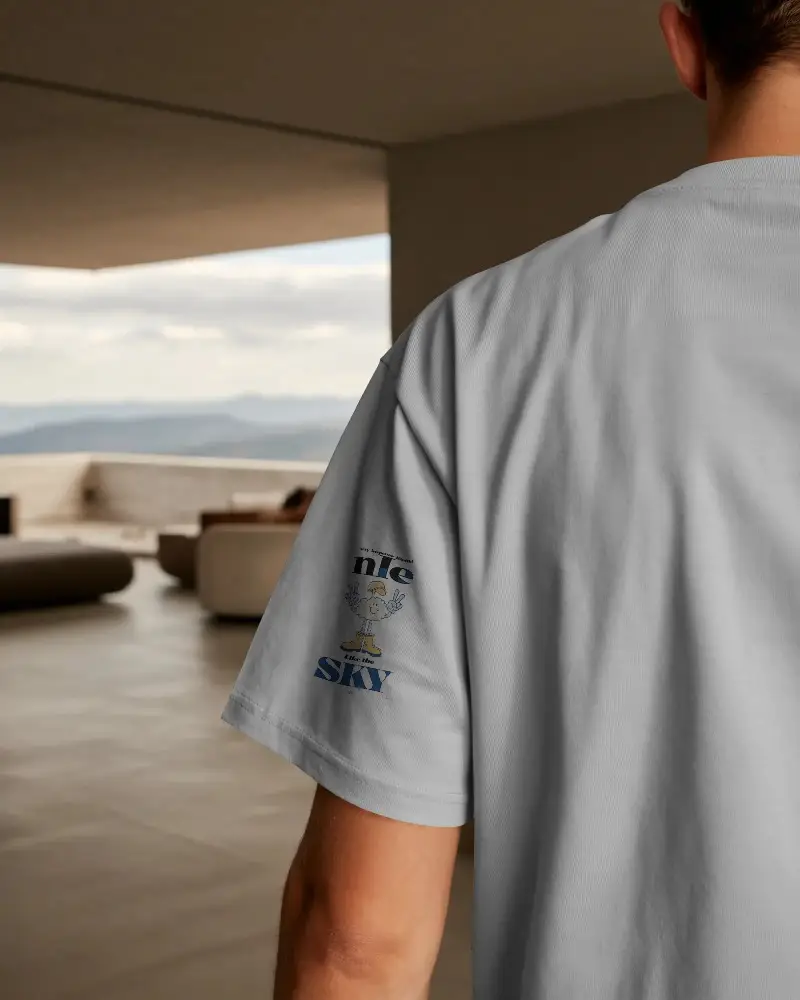 Premium Cotton T Shirt Mockup For Men Minimalist Back View Fashion Design Plain Apparel