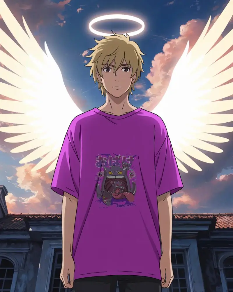 Modern Casual Tshirt Mockup With Urban Angelic Setting For Creative Outfit Display