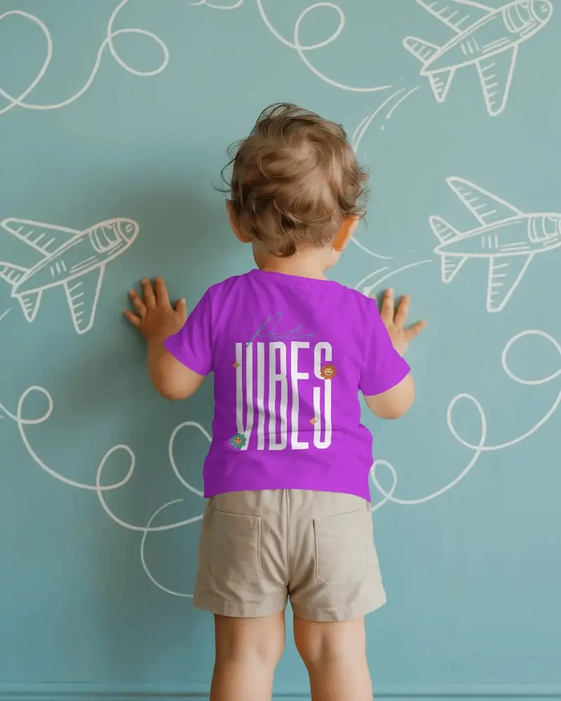 Cute Little Child Modeling Short Sleeve Crew Neck Unisex Basic Kids T Shirt Mockup Style For Play