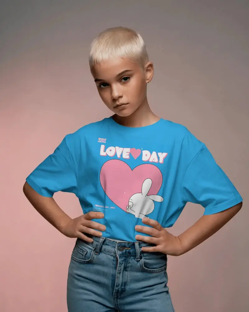 Stylish Youth Casual Tshirt Mockup For Kids Fashion Branded Apparel Design