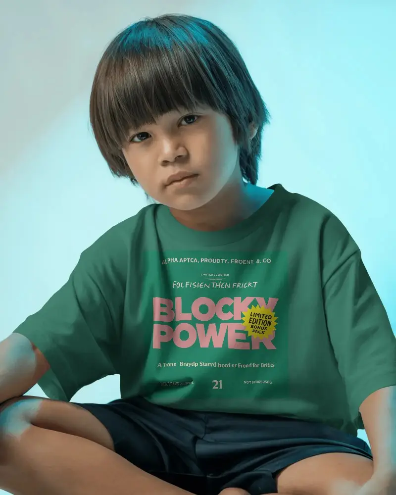 Kids Casual Comfort Tshirt Mockup Plain Front Design Ideal For Custom Logos And Artwork