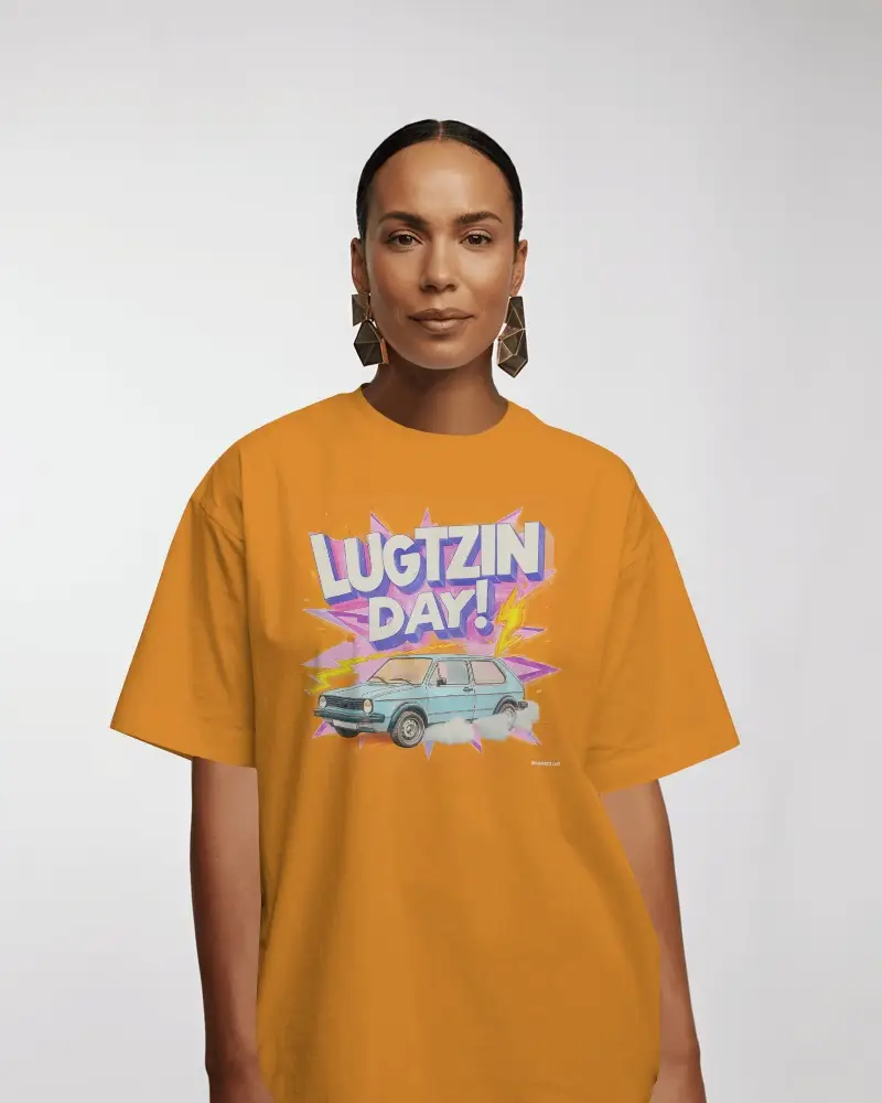 Oversized Tshirt Mockup On Confident Female Model Against Clean White Background