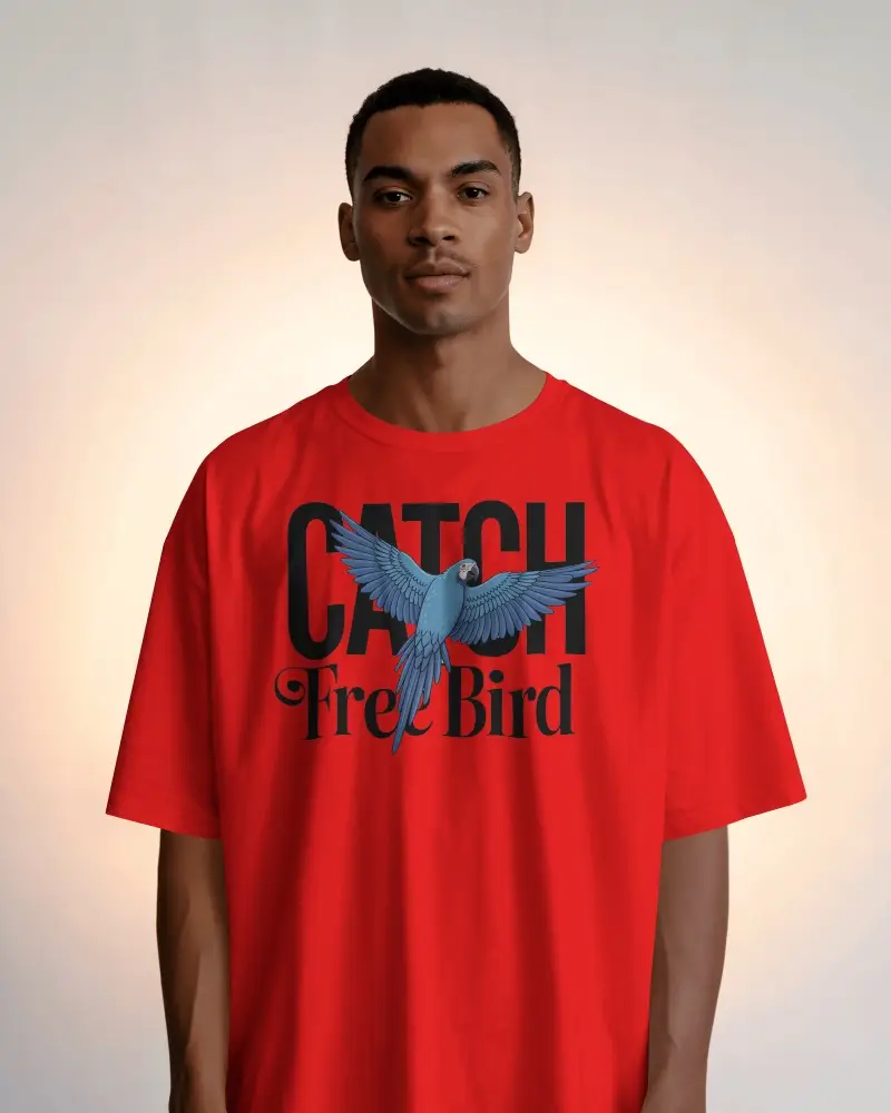 Front Facing T Shirt Mockup Male Model In Soft Warm Light Minimal Studio Background