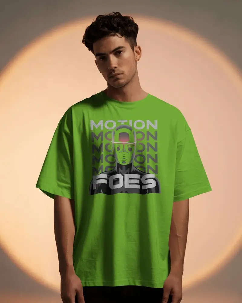 Relaxed Male Model T Shirt Mockup Under Warm Halo Lighting Minimal Studio Style