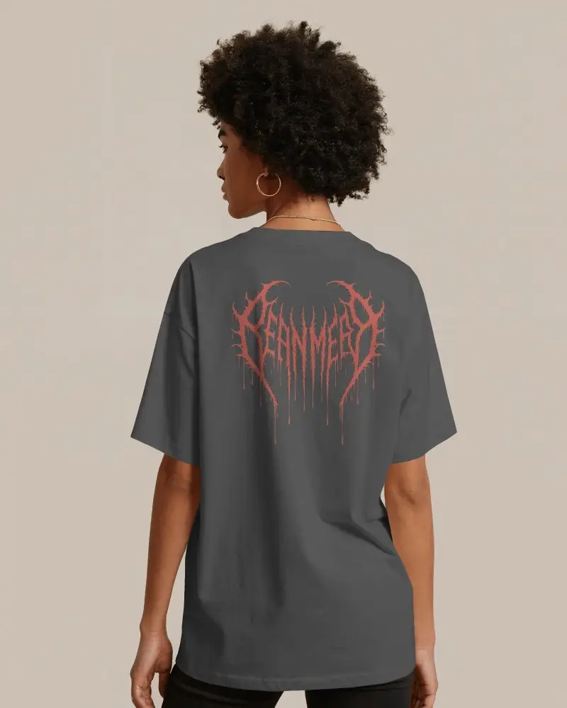 Neutral Toned Back View T Shirt Mockup Female Model In Soft Neutral Studio Setting