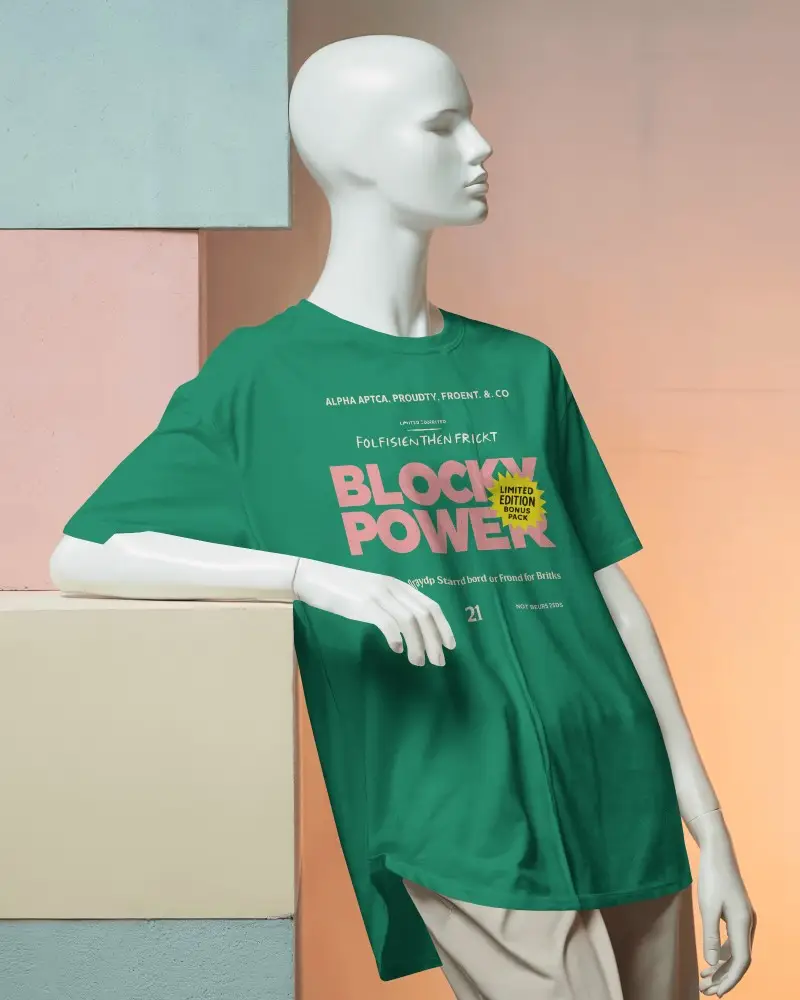 Studio Mannequin Tshirt Mockup Modern Editorial Setup With Layered Backdrop