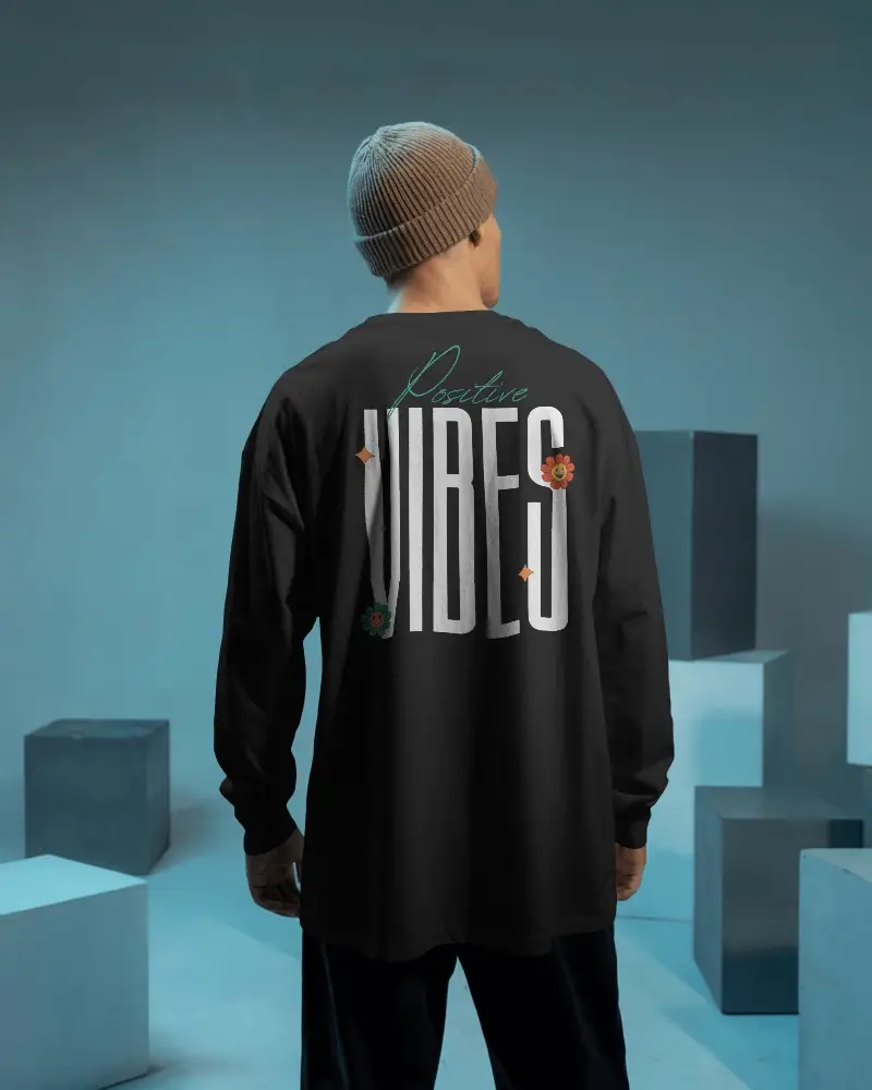 Comfortable Long Sleeve Tshirt Mockup For Men Minimalist Studio Background Simple Style