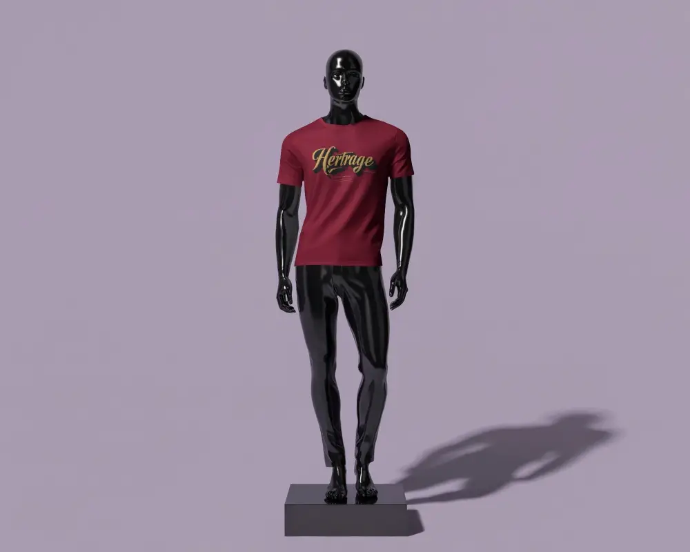 Premium Mens Basic Tshirt Mockup On Mannequin For Fashion Brand Presentation