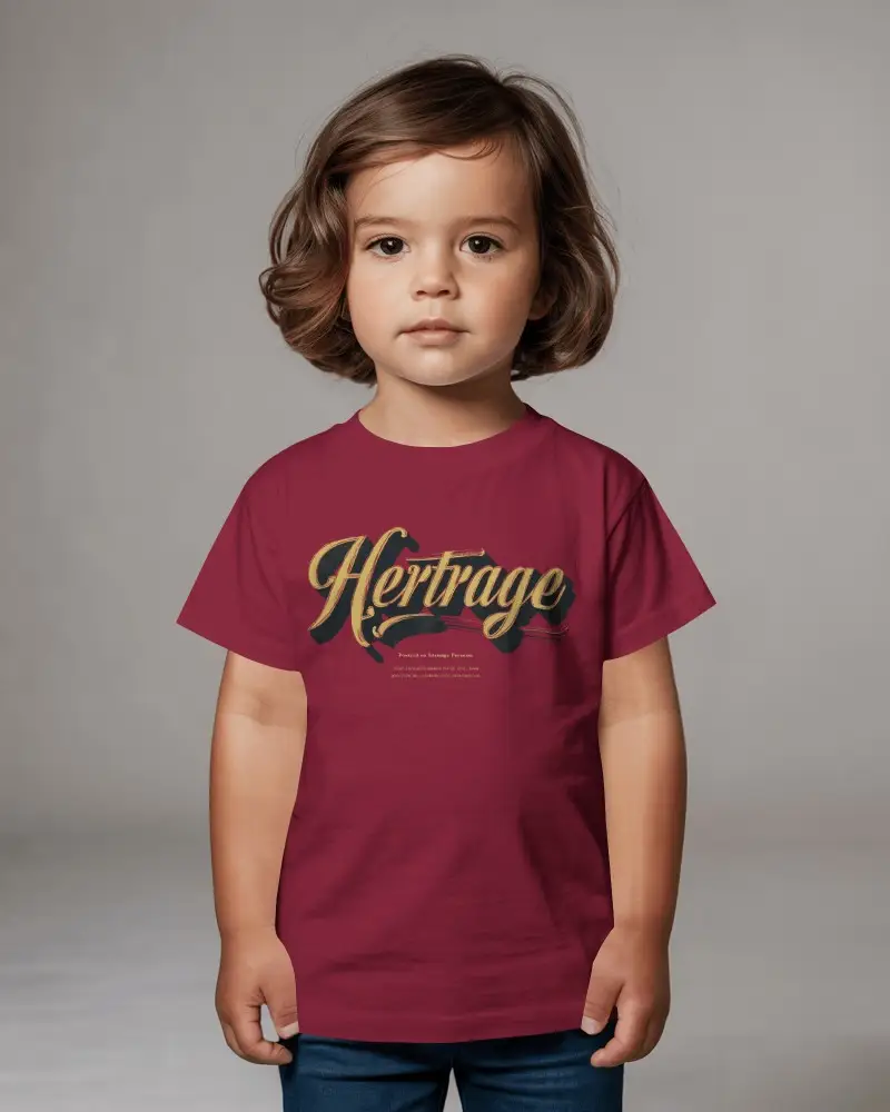 Kids Front Tshirt Mockup Toddler Standing Neutral Studio Background Clean Product View