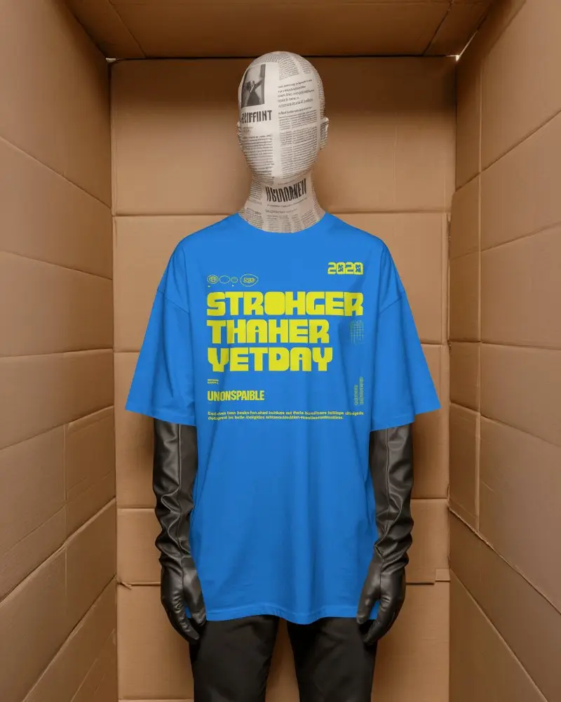 Box Interior T Shirt Mockup Mannequin Standing Cardboard Room Industrial Concept Style