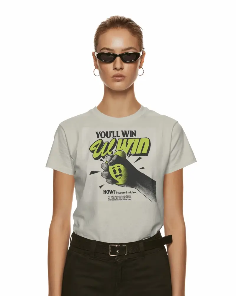 Front Facing T Shirt Mockup Female Model White Background Clean Studio Fashion