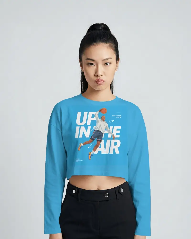 Trendy Cropped Long Sleeve Tshirt Mockup For Casual Outfits Durable Comfortable Stylish Wear