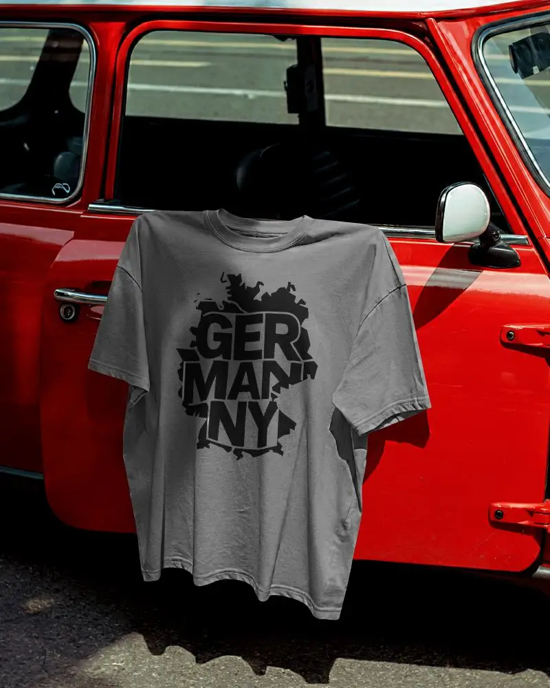 Urban Streetwear Tshirt Mockup Hanging On Vintage Car Door For Style Display And Fashion Branding