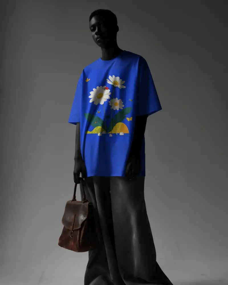 Oversized Relaxed Fit Crew Neck Cotton Tshirt Mockup For Minimalist Streetwear Brand