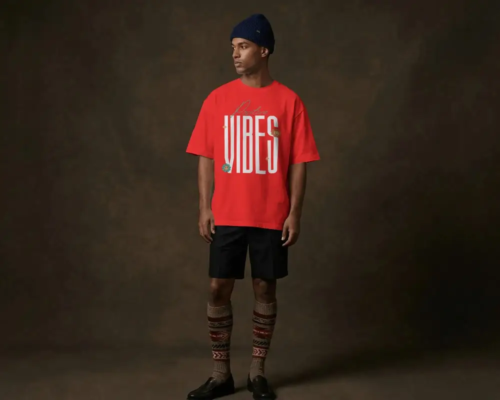 Casual Men Short Sleeve Plain Tshirt Mockup Soft Fabric Relaxed Streetwear Everyday Outfit