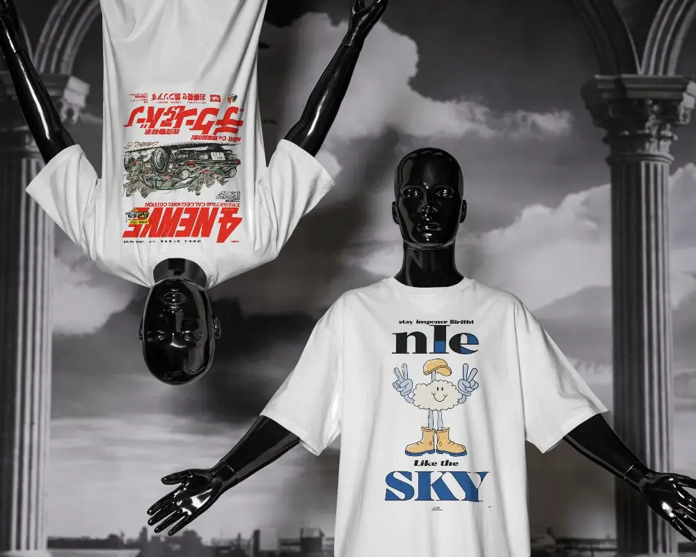 Tshirt Mockup Avant Garde Fashion Mannequin Wearing Blank Tshirt Surreal Setting