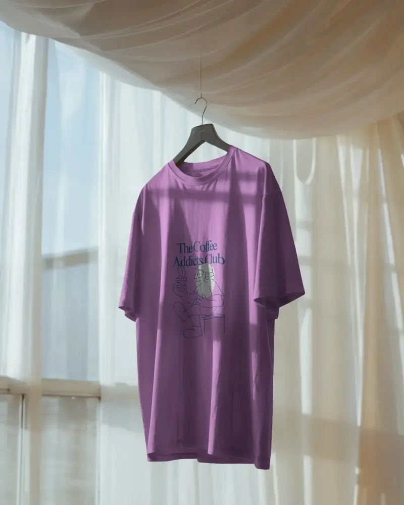 Plain Comfortable Cotton Tshirt Mockup Hanging By Window Bright Natural Light