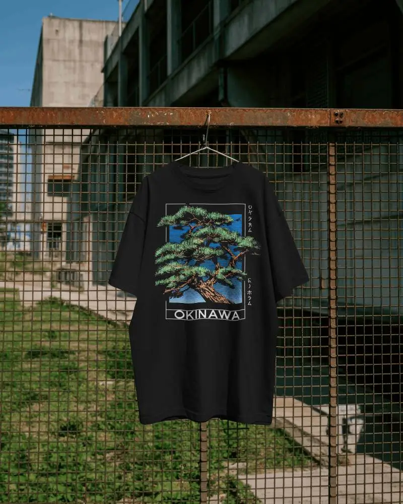 Outdoor Hanging T Shirt Mockup On Wire Fence With Urban Building Background And Natural Day