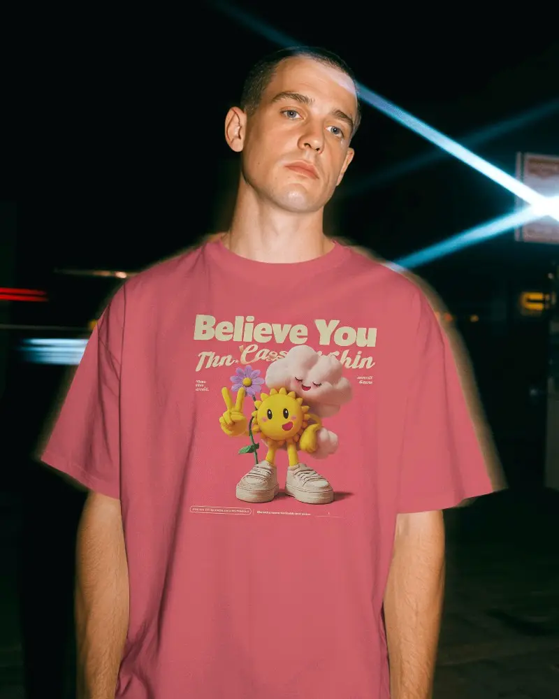 Urban Night Fashion Plain Tshirt Mockup Men Casual Wear Street Style Apparel Design Template