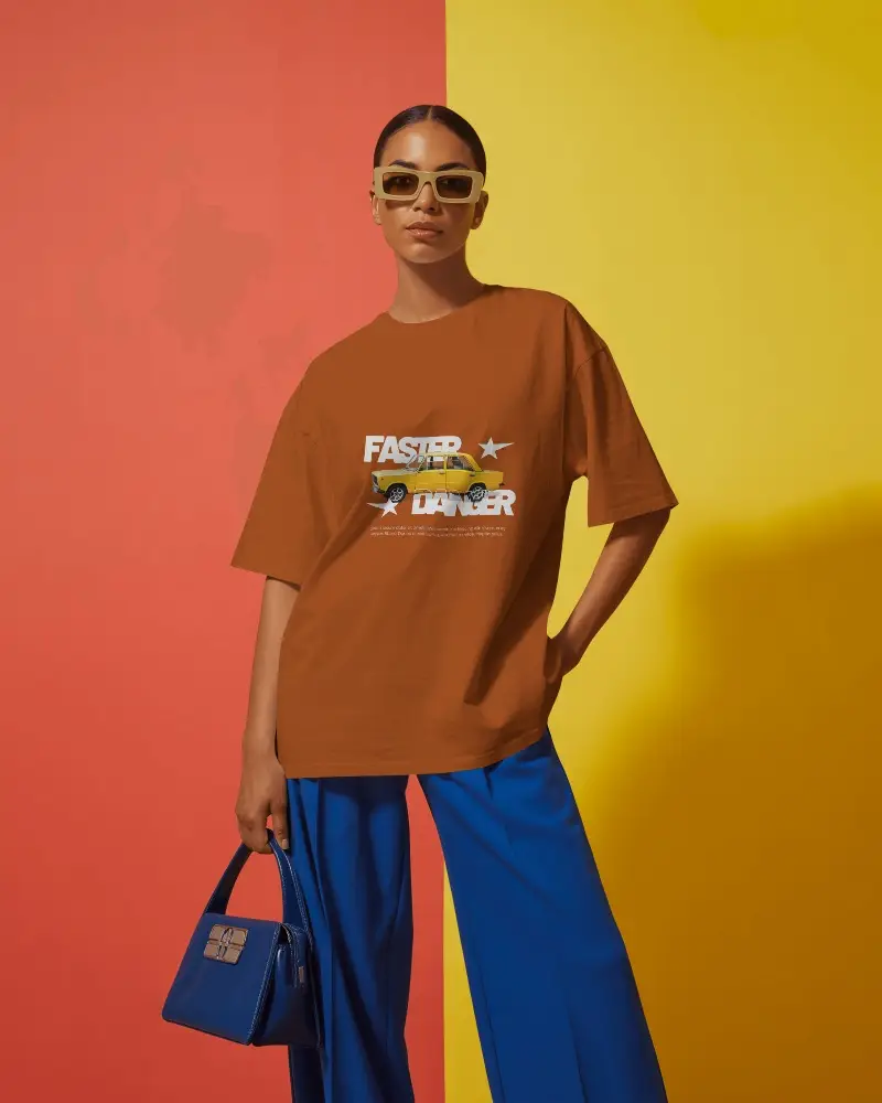 Oversized Relaxed Fit Tshirt Mockup Woman Casual Street Style Outfit Fashion Trendy Urban Wear