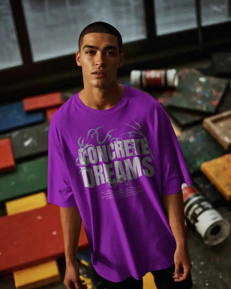 Modern Relaxed Fit Stylish Plain Crewneck Cotton Tshirt Mockup For Casual Wear