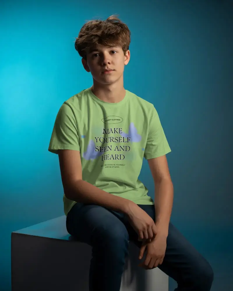 Comfortable Casual Teen Tshirt Mockup Short Sleeve Crew Neck Fashion Basic Wear