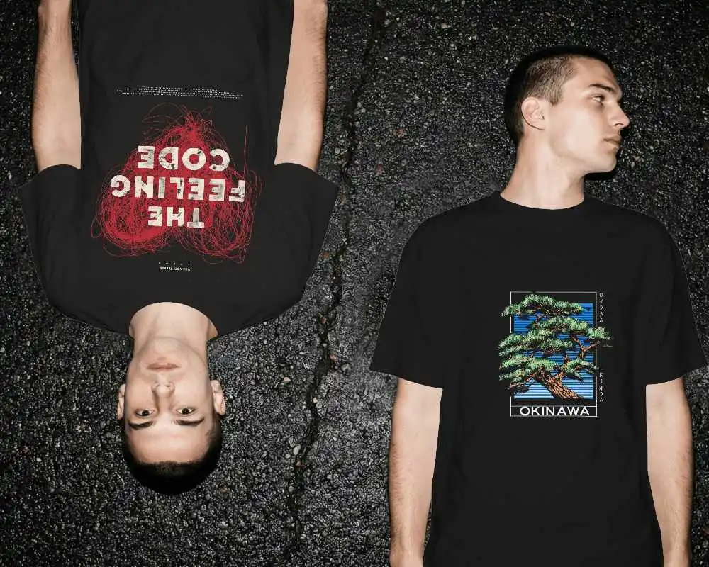 Urban Asphalt Dual Orientation T Shirt Mockup With Bold Street Composition Edgy Fashion Layout