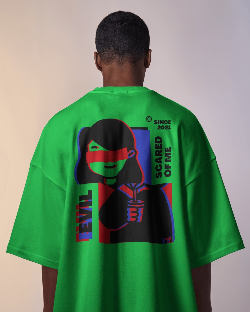 Back View T Shirt Mockup Male Model In Oversized Tee With Soft Gradient Lighting 0593