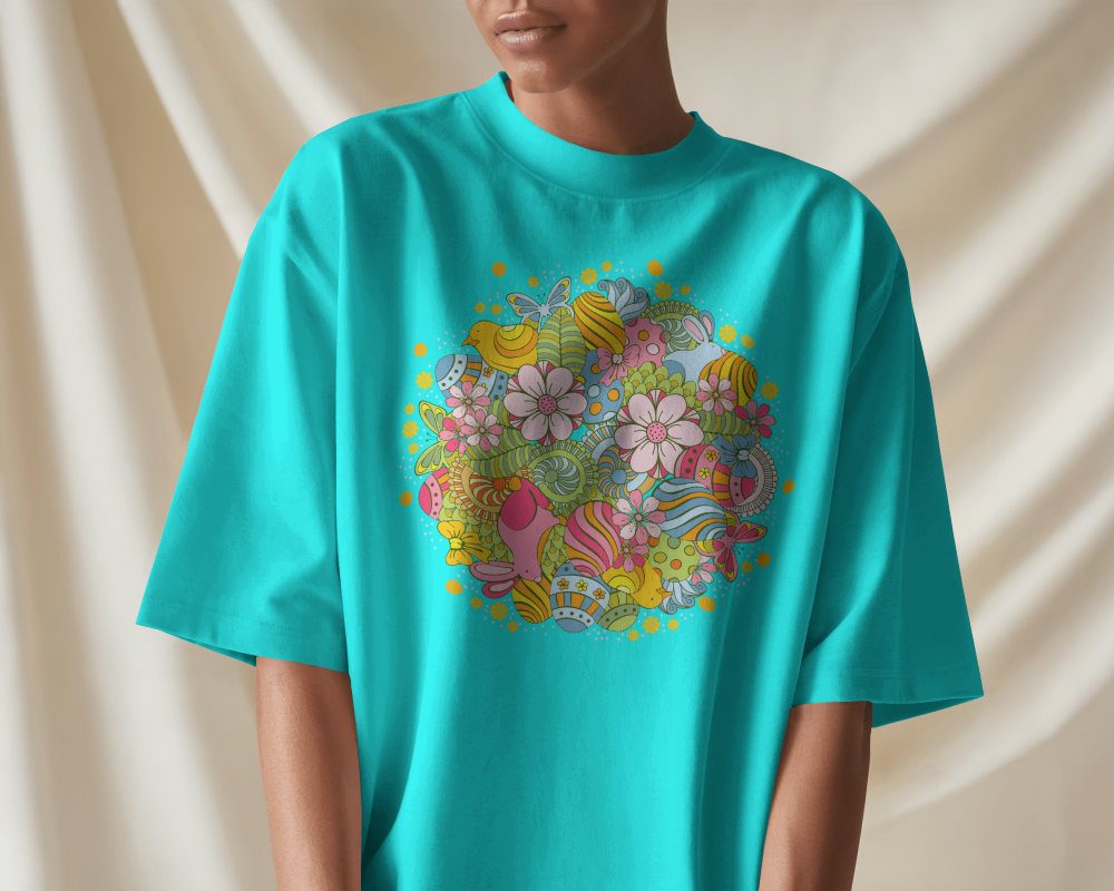 Soft Drape T Shirt Mockup Female Model In Relaxed Fit With Elegant Fabric Backdrop 0595