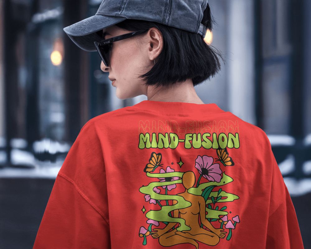 City Style T Shirt Mockup Back View With Modern Accessories And Cool Toned Background 0597