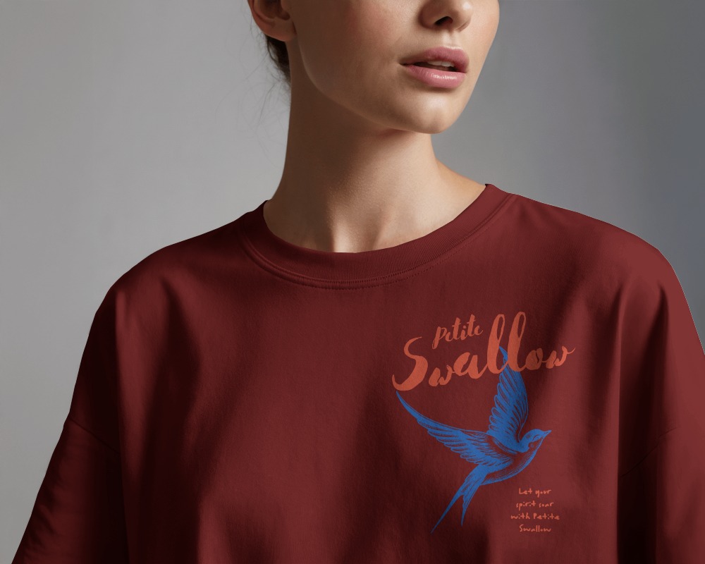 Contemporary Casual T Shirt Mockup Female Model In Stylish Relaxed Fit With Moody Lighting 0599