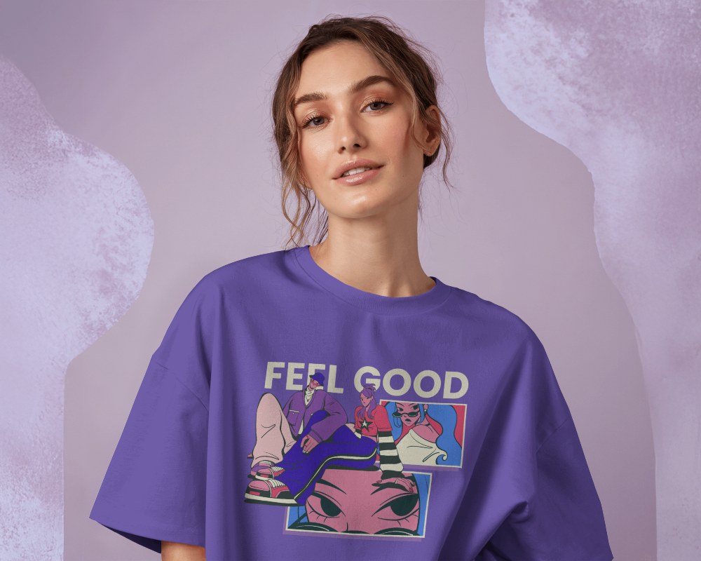 Artistic Studio T Shirt Mockup Feminine Fashion With Watercolor Inspired Backdrop 0603