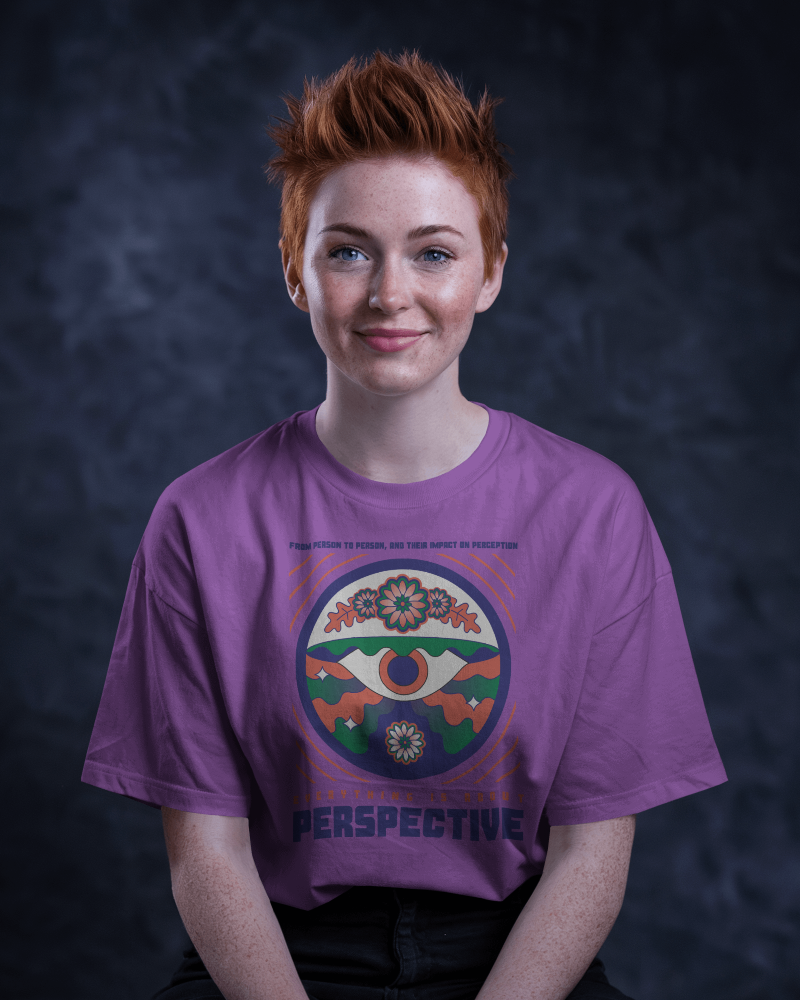 Studio T Shirt Mockup Female Model Smiling Dark Background 0629