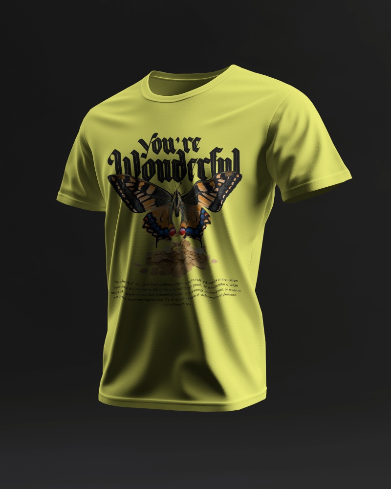 Minimalist T Shirt Mockup Floating Angled View Dark Background 0630