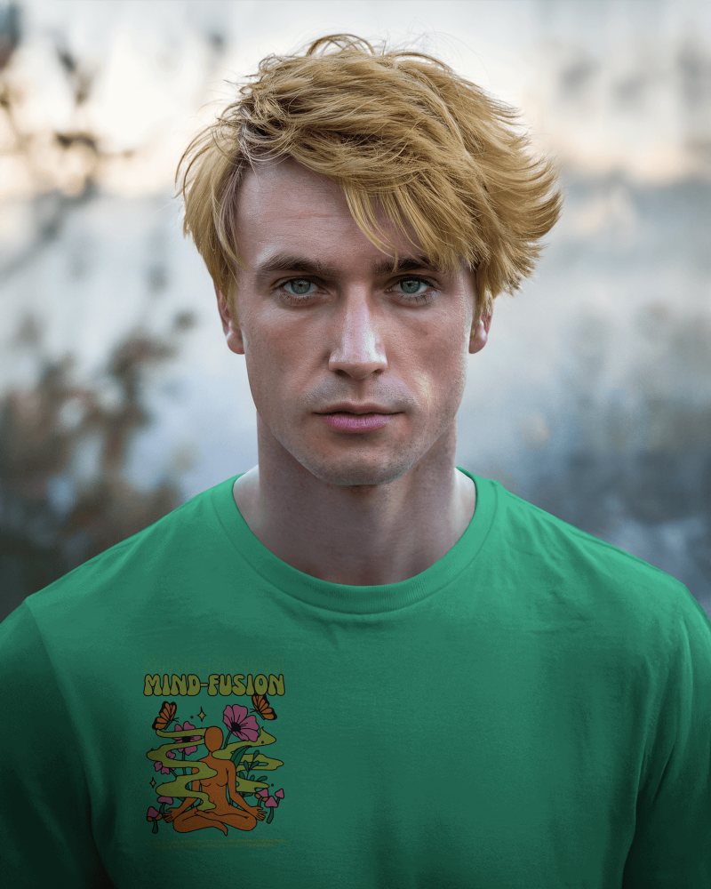 Outdoor T Shirt Mockup Male Model Natural Light Blurred Background Casual Look 0648