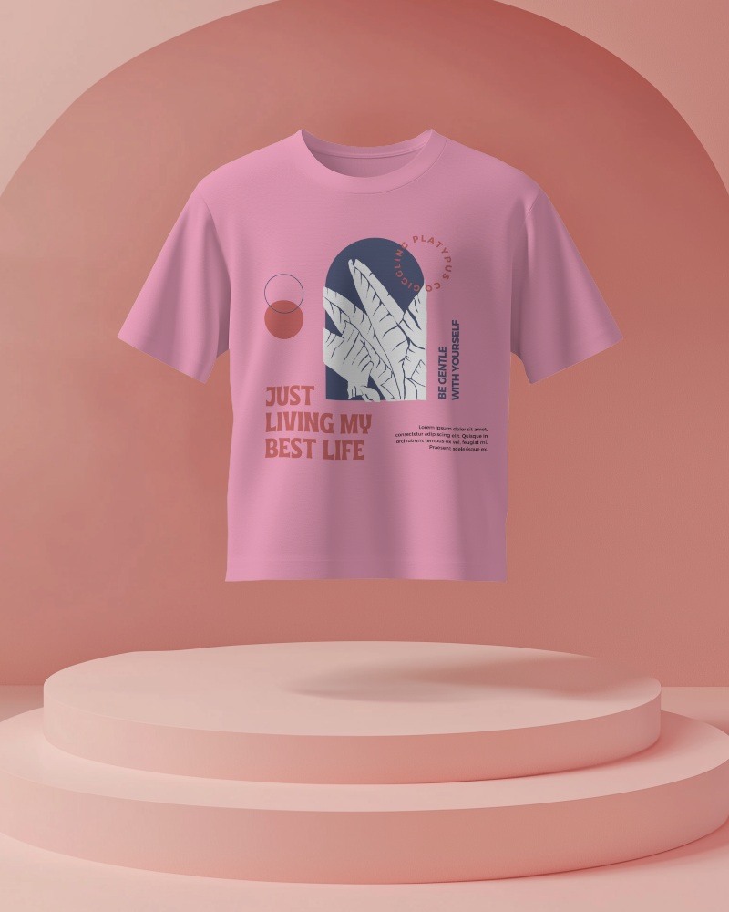Minimalist T Shirt Mockup Hovering Over Stylish Pedestal Sophisticated And Modern Display 0661
