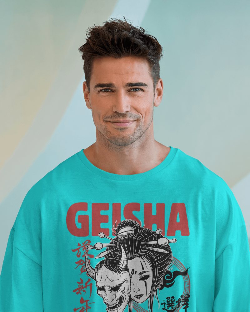 Trendy Male Model Wearing Minimalist T Shirt Soft Blurred Background Modern Fashion Presentation 0666