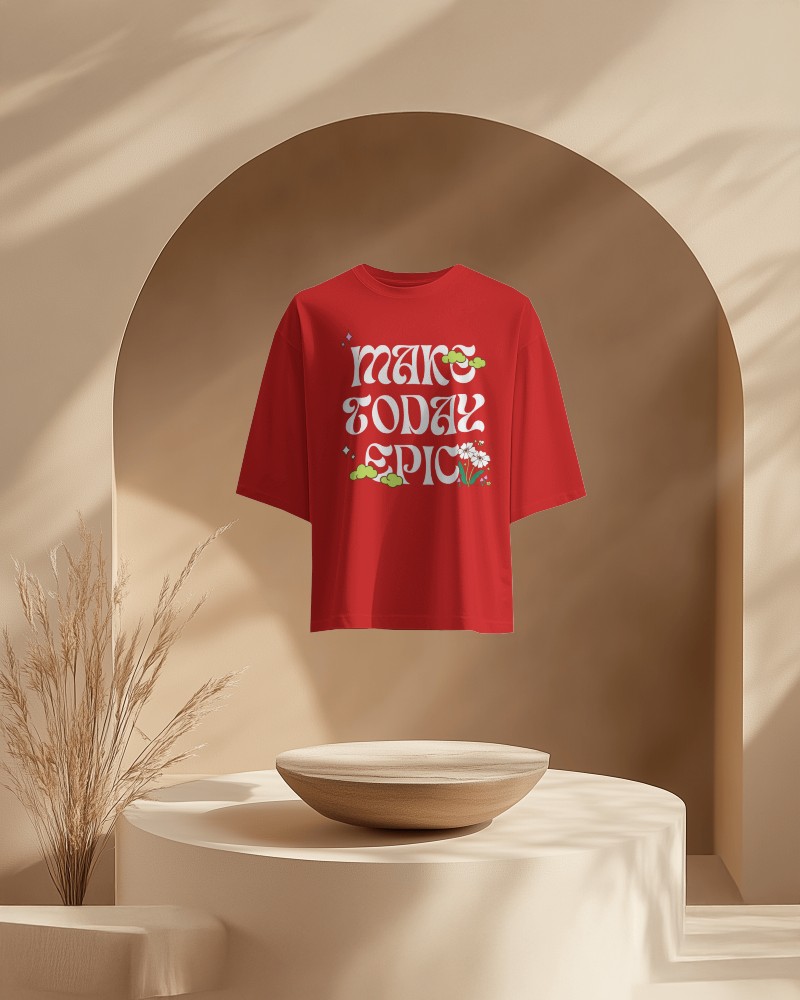 Elegant Neutral Tone T Shirt Mockup Floating Display Arched Backdrop Soft Shadow Minimalist Aesthetic 0672