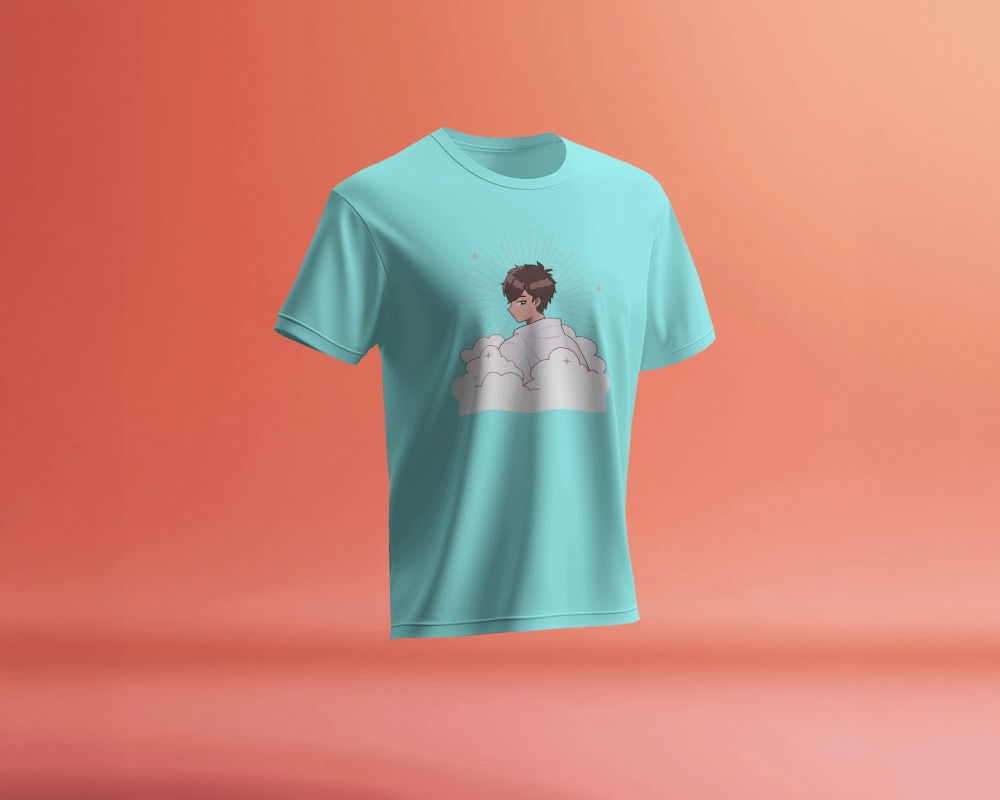 Floating T Shirt Mockup Soft Coral Background Clean And Modern Minimalist Design 0685
