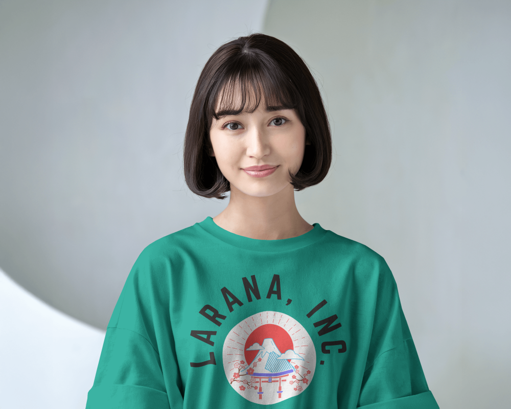 Casual T Shirt Mockup Female Model Elegant Muted Background Perfect For Branding Showcase 0696