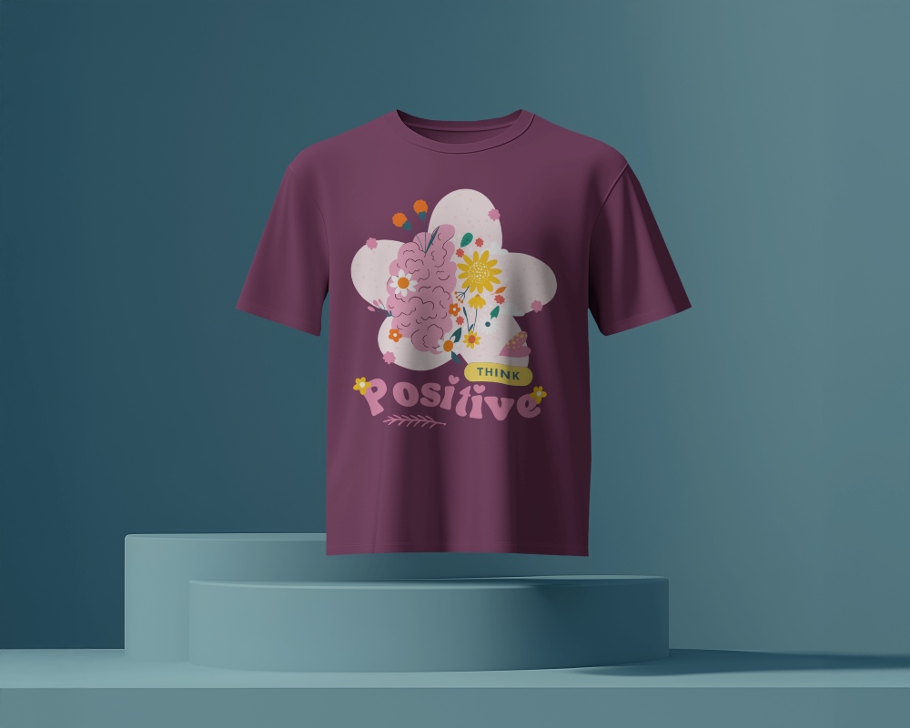 Floating T Shirt Mockup Modern Podium Display Deep Blue Gradient Background Luxurious And Minimalist Presentation 0702