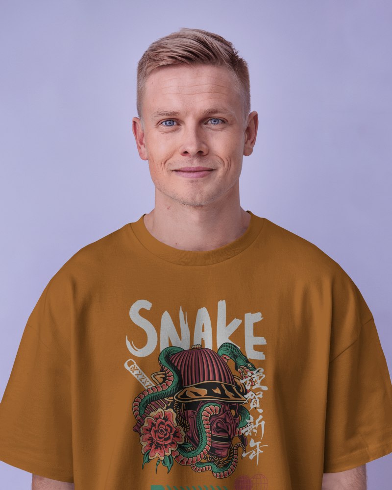 Neutral Studio T Shirt Mockup Male Model Smiling In Soft Even Lighting Modern And Minimalist Design 0708